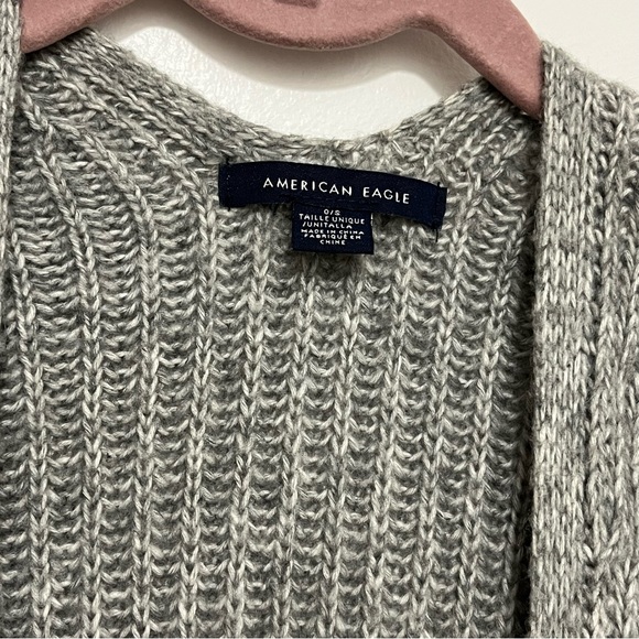 American Eagle Gray Knit Fringe Tassel Open Cardigan Kimono One Size - Picture 5 of 9